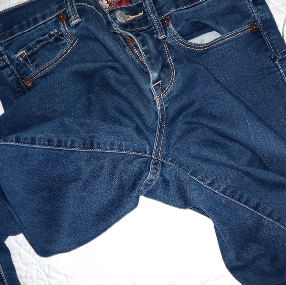 LUCKY BRAND DENIM JEANS SOFIA STRAIGHT NAVY BLUE MODIFIED HEM LOW RISE SIZE 6/28 - Picture 6 of 13
